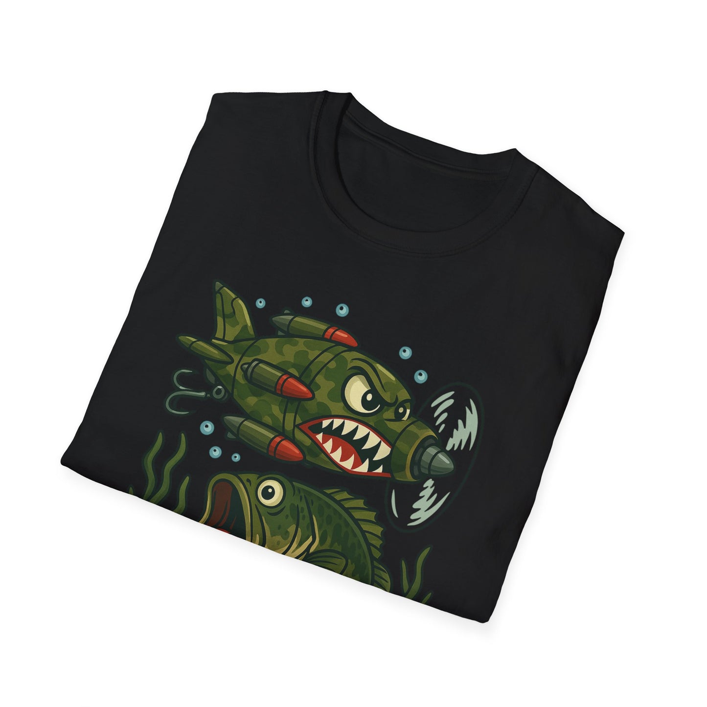 Cranky Warplane Lure vs. Bass Tee – Vintage Fighter Fishing Design