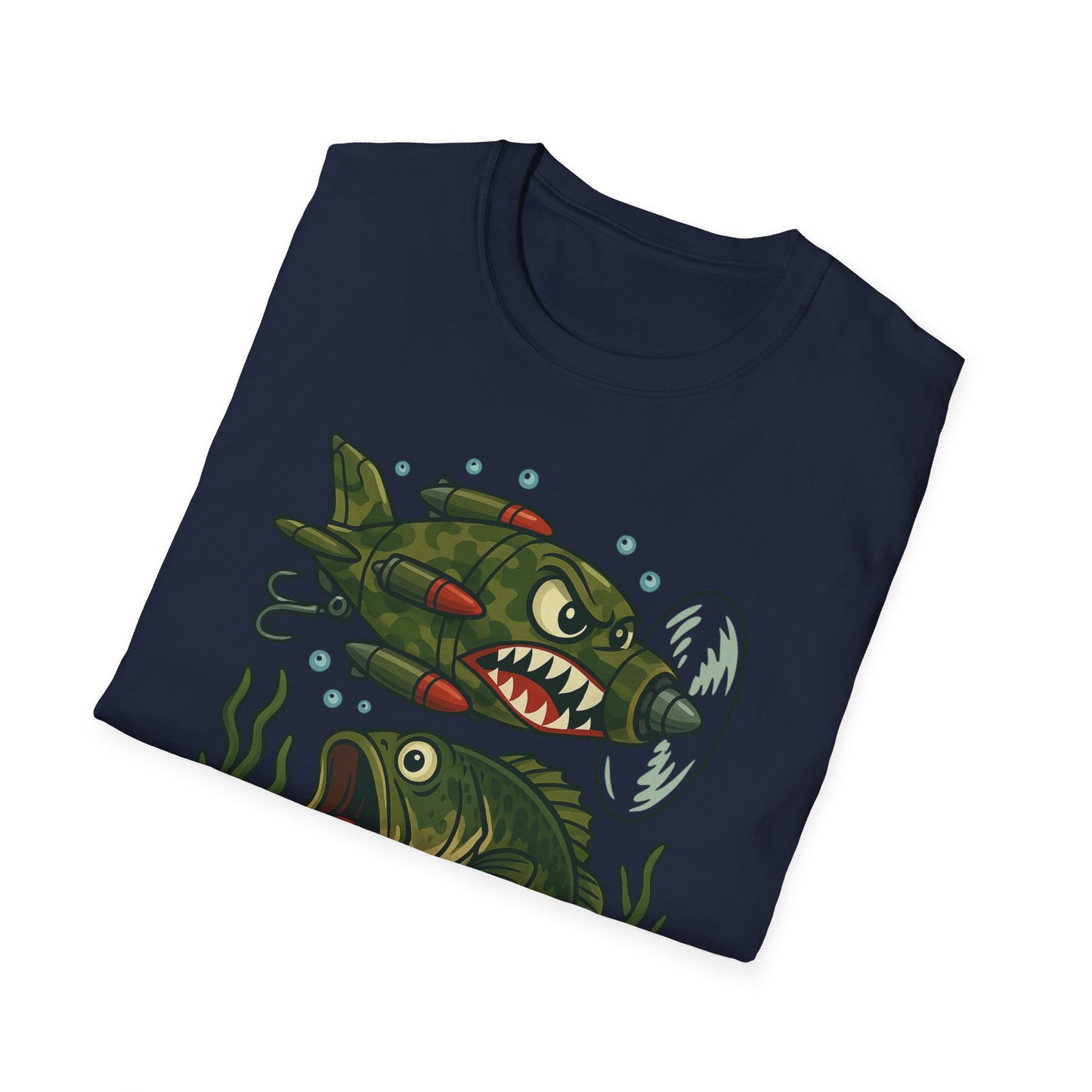 Cranky Warplane Lure vs. Bass Tee – Vintage Fighter Fishing Design