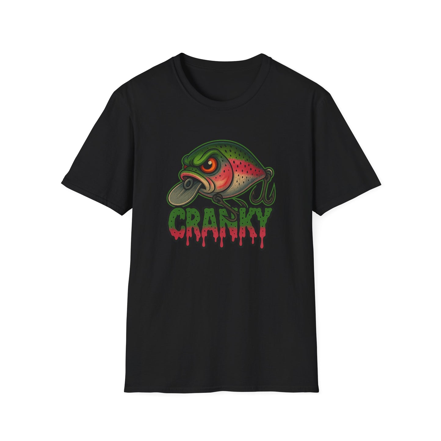 Cranky Crankbait Bass Fishing Tee – Trout Color Lure Logo
