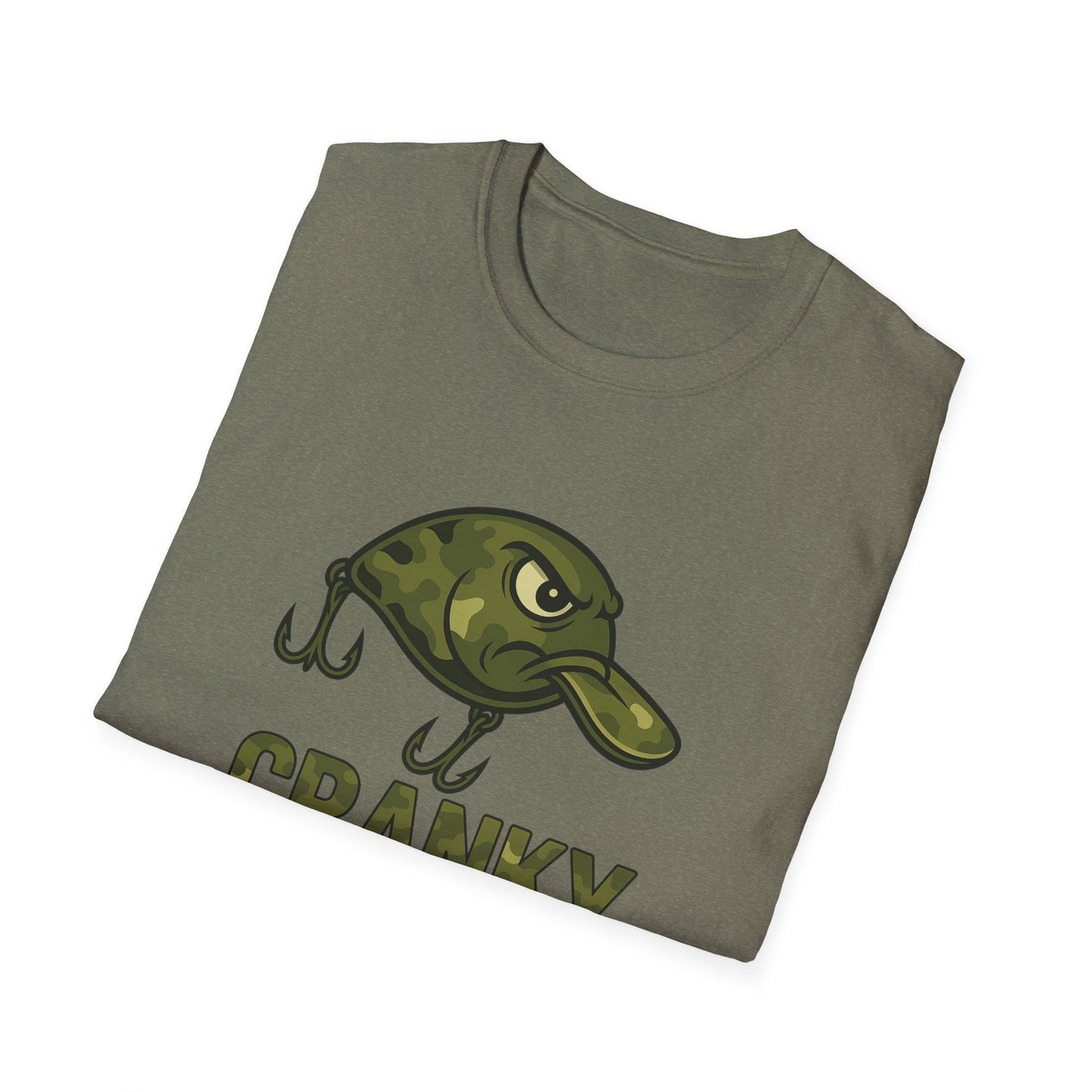 CRANKY Camo Crankbait Bass Fishing Tee – Bold Military Style Lure Design