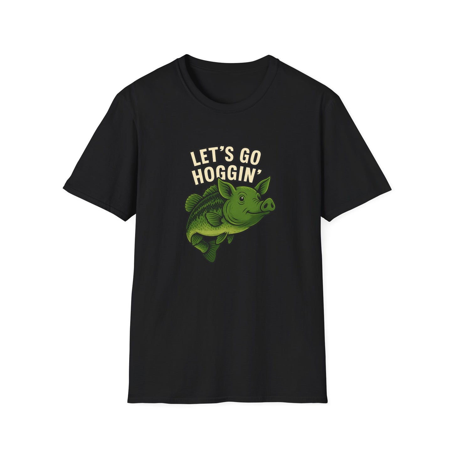 Let’s Go Hoggin’ – Funny Bass Fishing Pig Hybrid T-Shirt