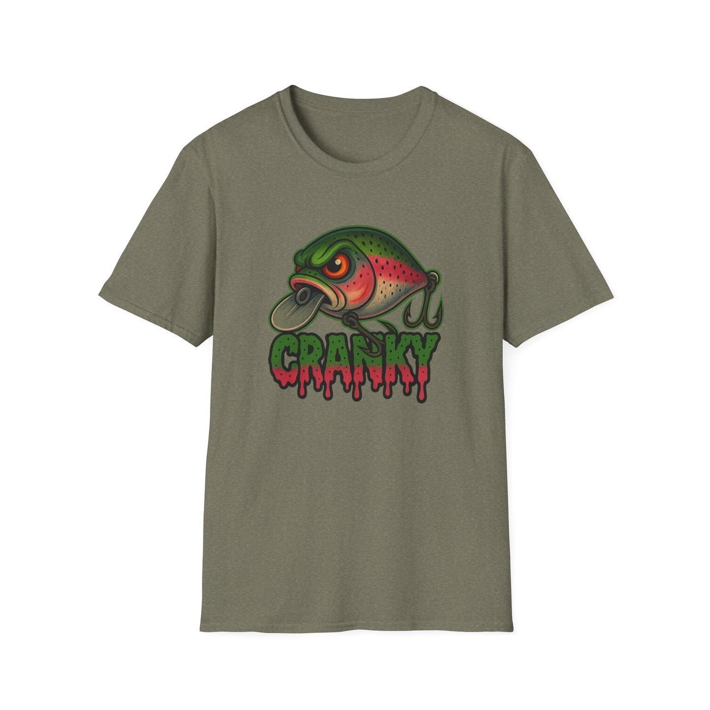 Cranky Crankbait Bass Fishing Tee – Trout Color Lure Logo