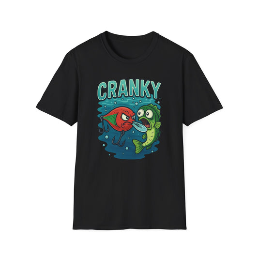 CRANKY Lure vs Bass Cartoon Tee – Underwater Showdown Fishing Shirt