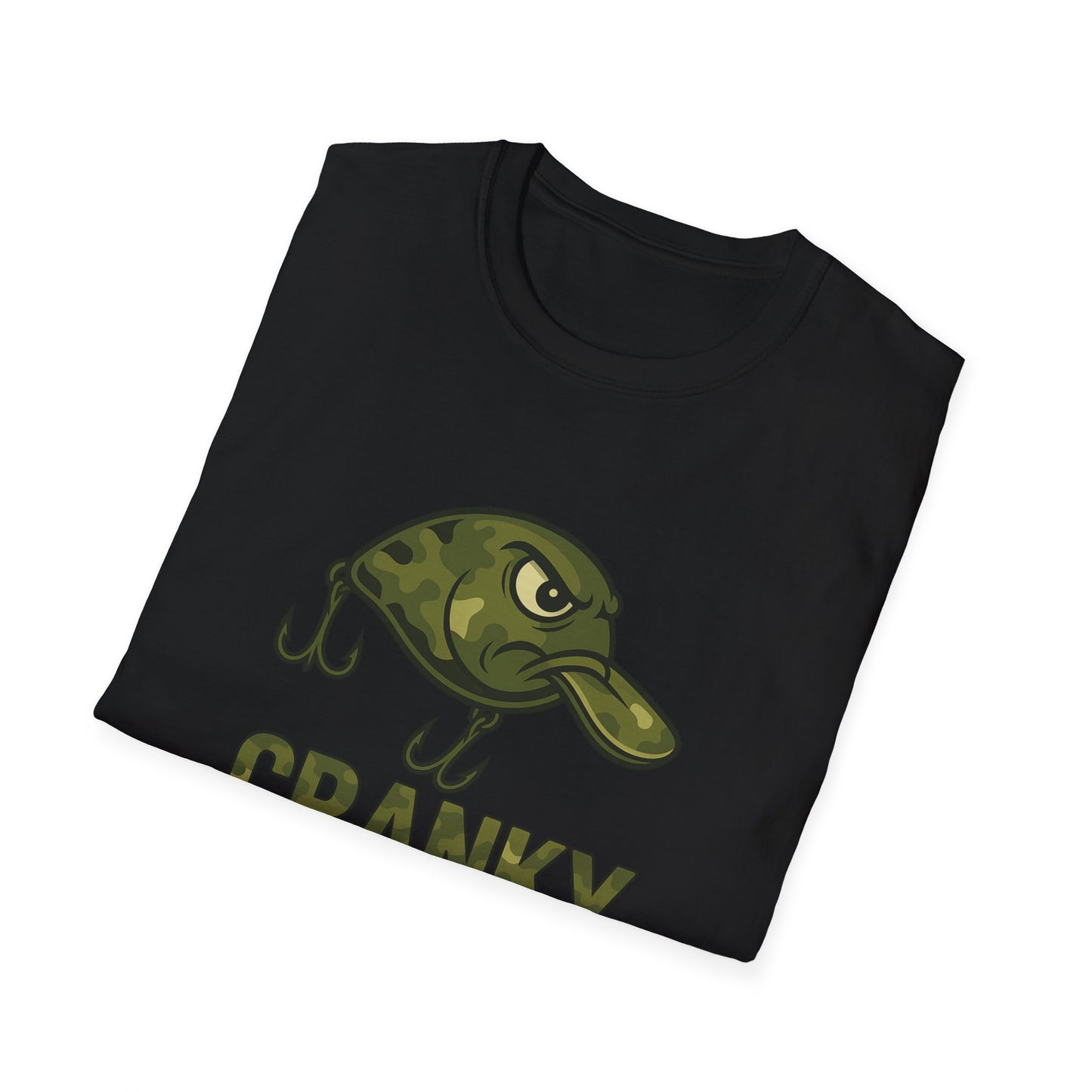CRANKY Camo Crankbait Bass Fishing Tee – Bold Military Style Lure Design