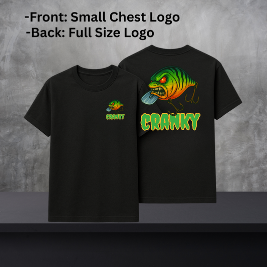 CRANKY Double Hit Tee – Front Chest Logo + Full Back Print