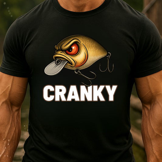 CRANKY Crankbait – Angry Lure Fishing Tee - Gold Edition