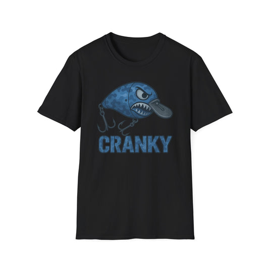 CRANKY Blue Camo Series Crankbait Shirt – Cold-Blooded Bass Fishing Tee - Bomber Style