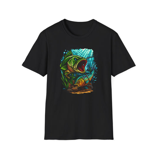 Hooked Fury – Vivid Underwater Bass Strike Fishing Shirt - Glidebait fishing