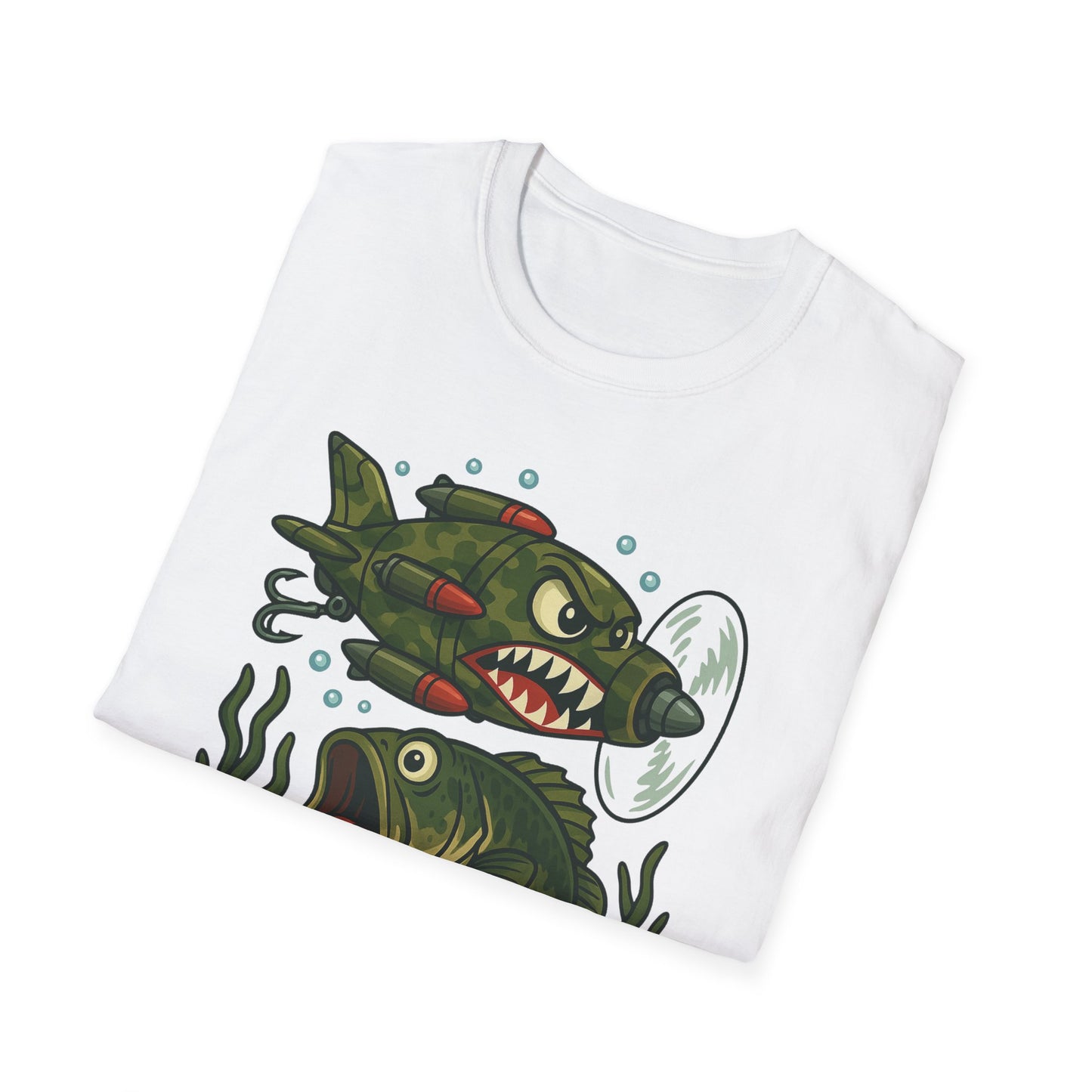 Cranky Warplane Lure vs. Bass Tee – Vintage Fighter Fishing Design