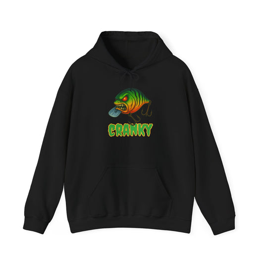 CRANKY – Angry Crankbait Fishing Hoodie (Heavyweight Bass Graphic)